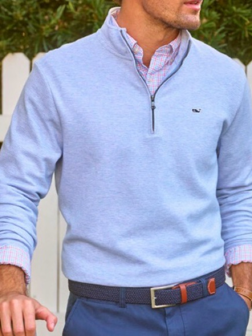 Vineyard Vines Light Blue Quarter-Zip Sweater